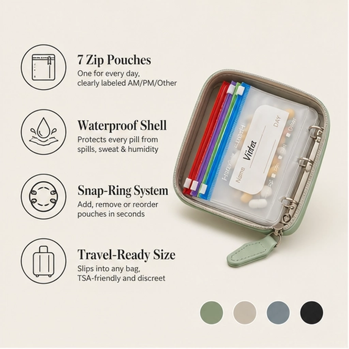 Stowden – Waterproof Travel Pill Organizer with 14 Removable Pouches + 50% OFF