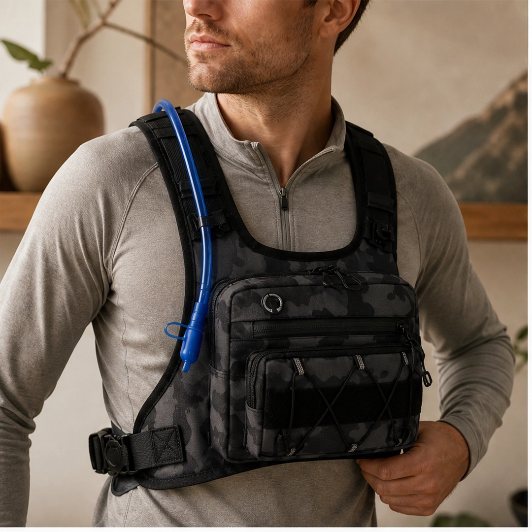 Flintrek – Hands-Free Hydration Chest Rig with 2L Bladder &amp; Front Storage + 50% OFF