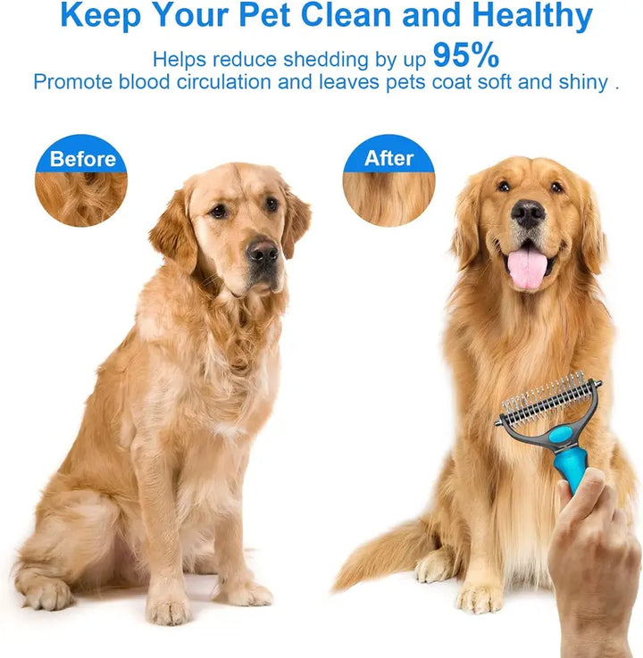 Furrow – Double-Sided Undercoat Rake &amp; Dematting Brush for Dogs and Cats + 50% OFF