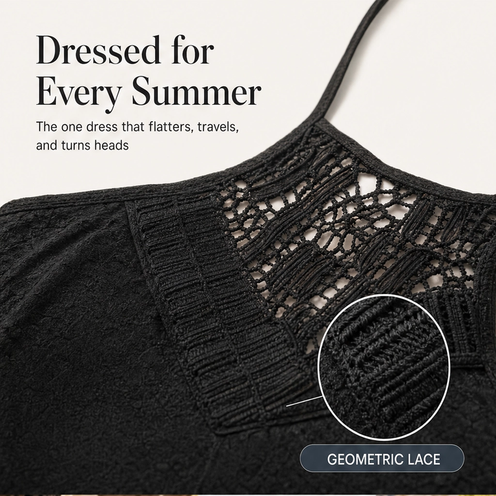 Marisol – Halter Neck Asymmetrical Eyelet Maxi Summer Dress + 50% OFF