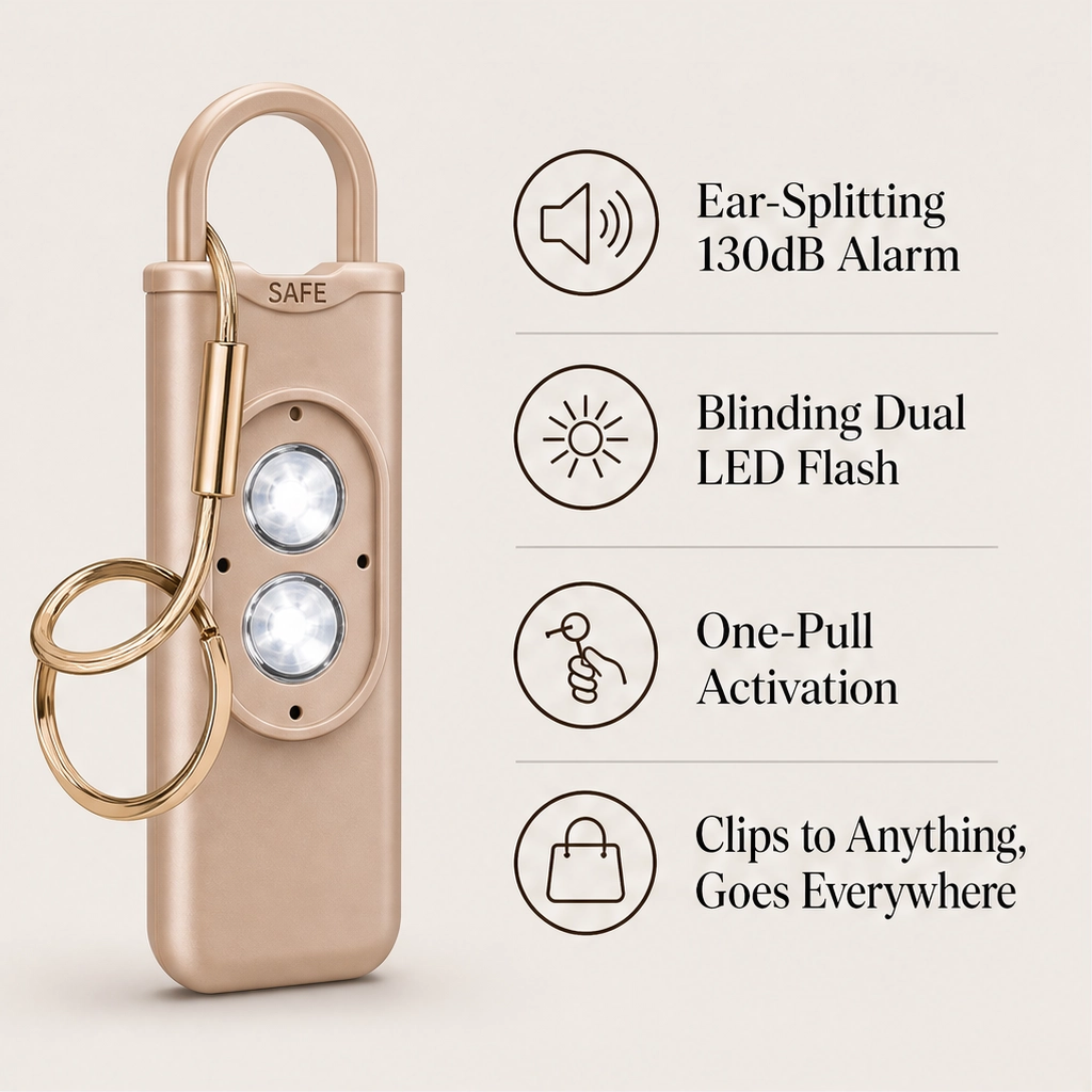 Keyward – 130dB Siren, Dual LED Light &amp; USB Rechargeable Safety Alarm Keychain + 1+1 FREE