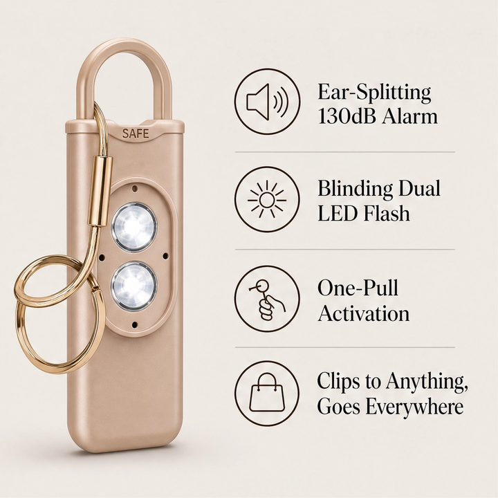 Keyward – 130dB Siren, Dual LED Light &amp; USB Rechargeable Safety Alarm Keychain + 1+1 FREE