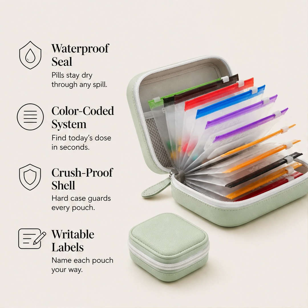 Sagevault – Waterproof 14-Pouch Binder Pill &amp; Vitamin Organizer for Travel + 50% OFF