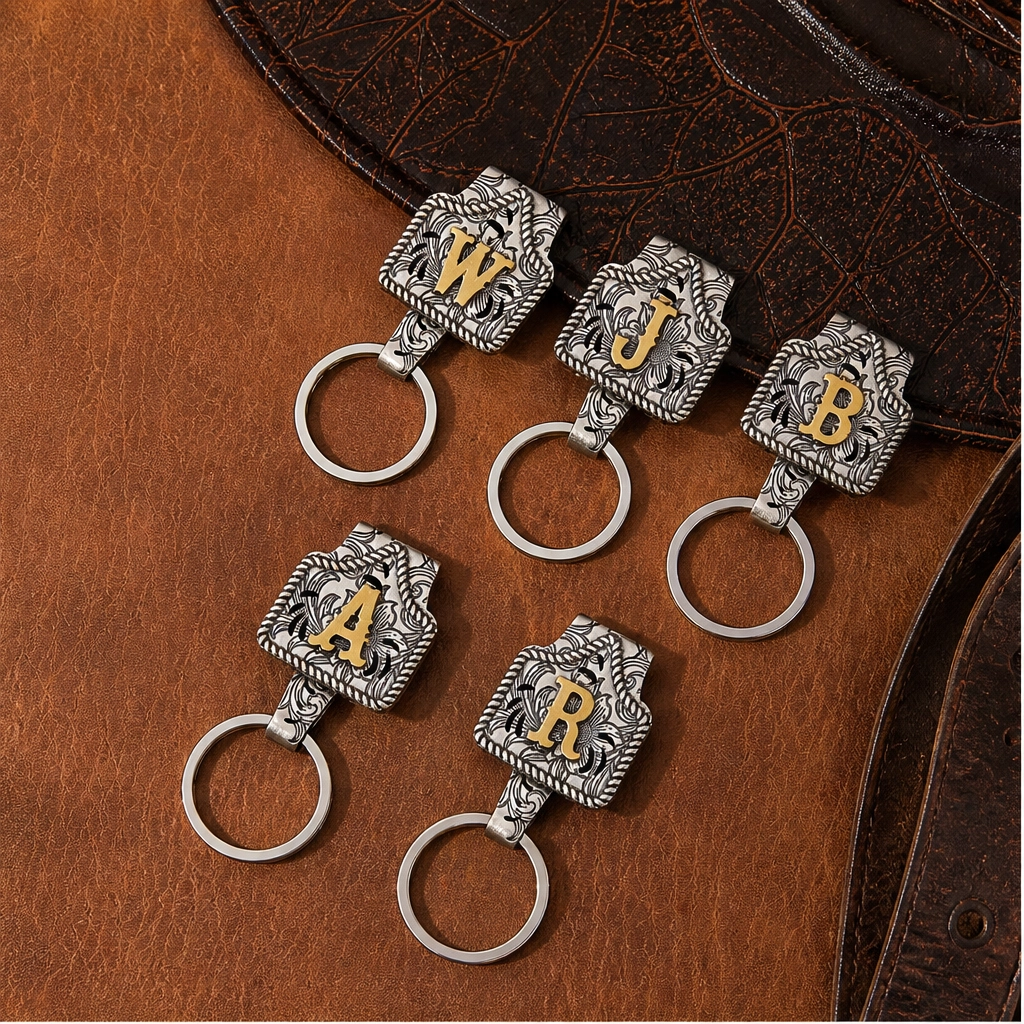 Tagsmith – Personalized Solid Brass Initial Cow Tag Keychain + 50 % OFF
