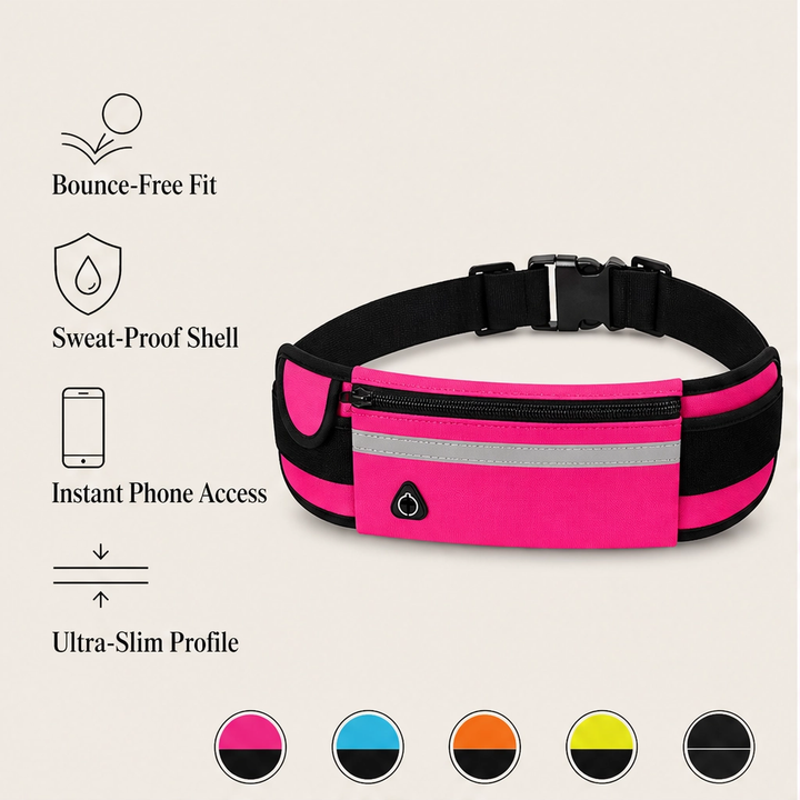 Paceholm – Bounce-Free Running Belt with Bottle Holder &amp; Reflective Strip + 50% OFF