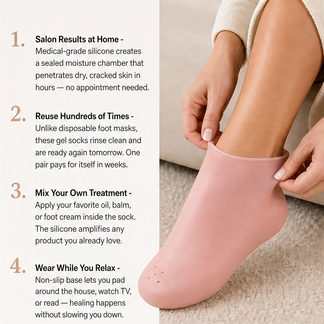 Emollia – Full-Foot Silicone Moisturizing Socks, Reusable Spa Socks + 50% OFF