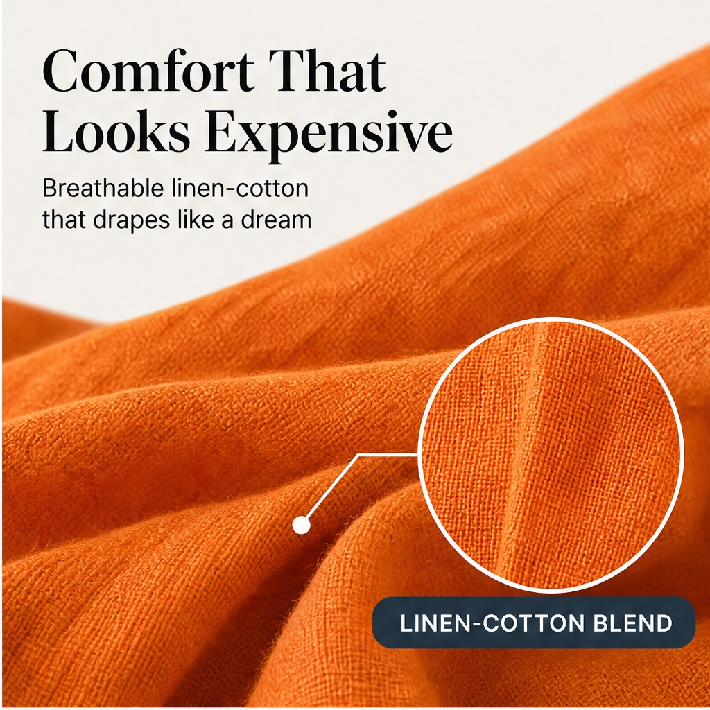 Solene – Twist-Front V-Neck Cotton-Linen Top + 50% OFF