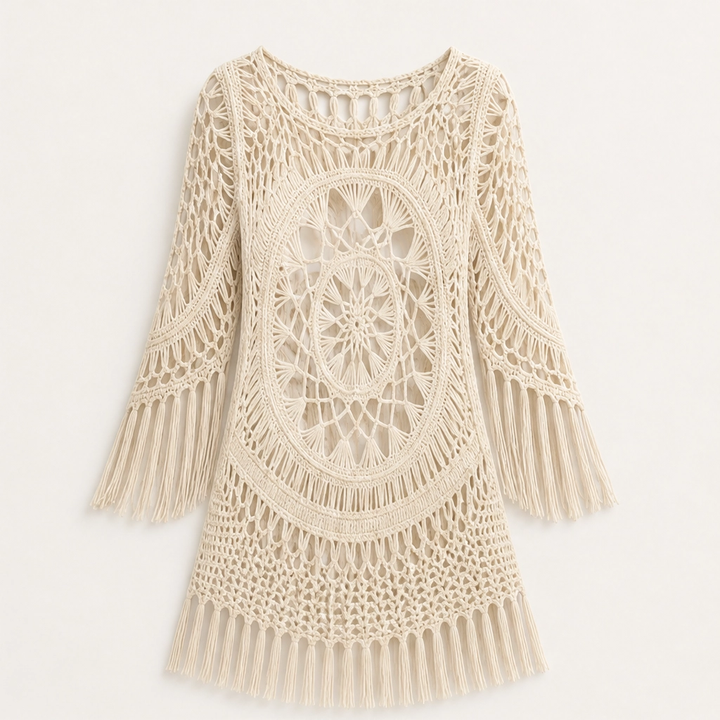 Marévah – Crochet Tassel Beach Cover-Up with Flowing One-Size Fit + 50% OFF