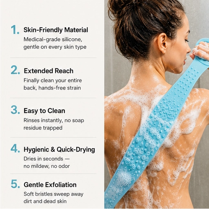 Lathera – Dual-Sided Silicone Back Scrubber with Extended Reach + 50% OFF