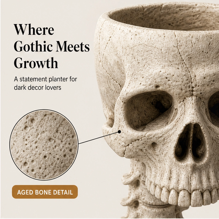 Vertebloom – Gothic Skull &amp; Spine Statement Planter for Year-Round Decor + 50% OFF
