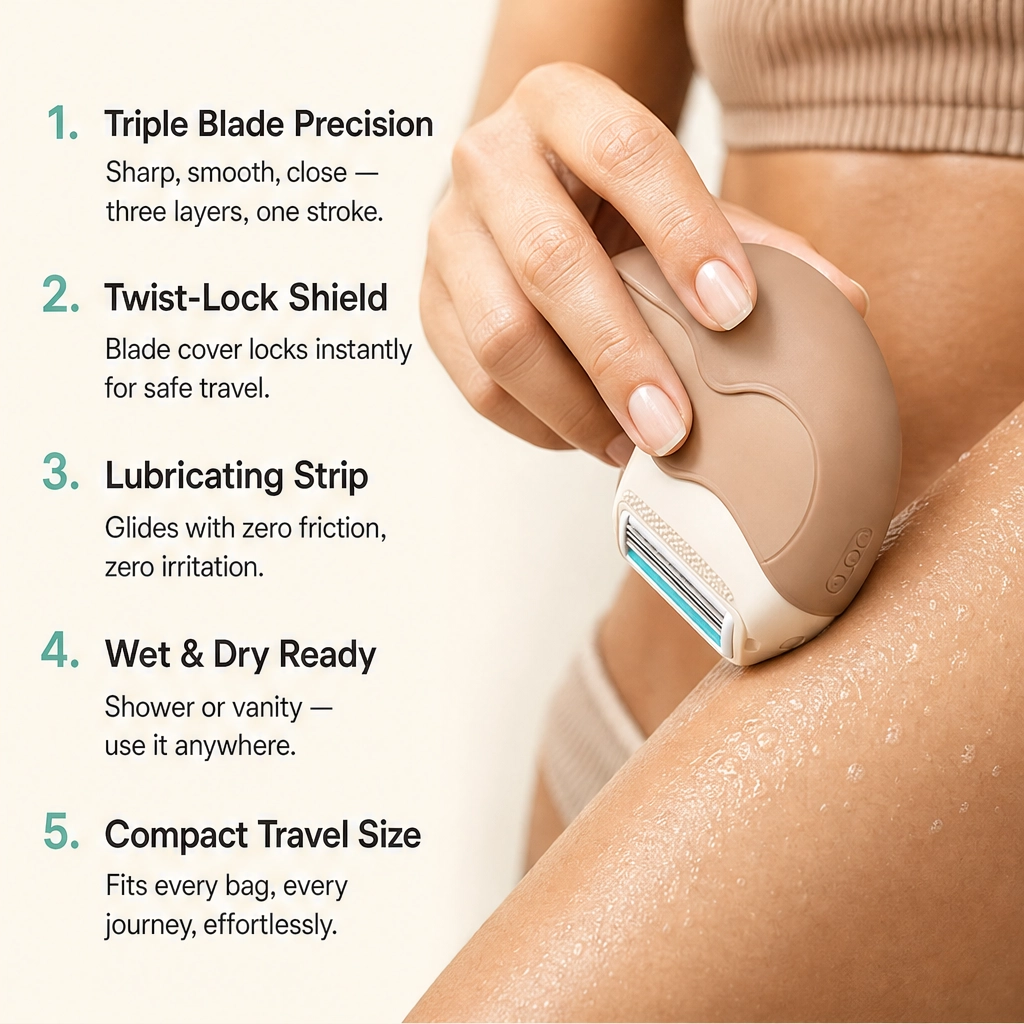 Velsa – Twist-Cover 3-Blade Travel Razor for Wet &amp; Dry Use + 50% OFF