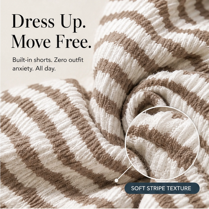 Solene – Striped Mini Dress with Built-In Shorts &amp; Pockets + 50% OFF
