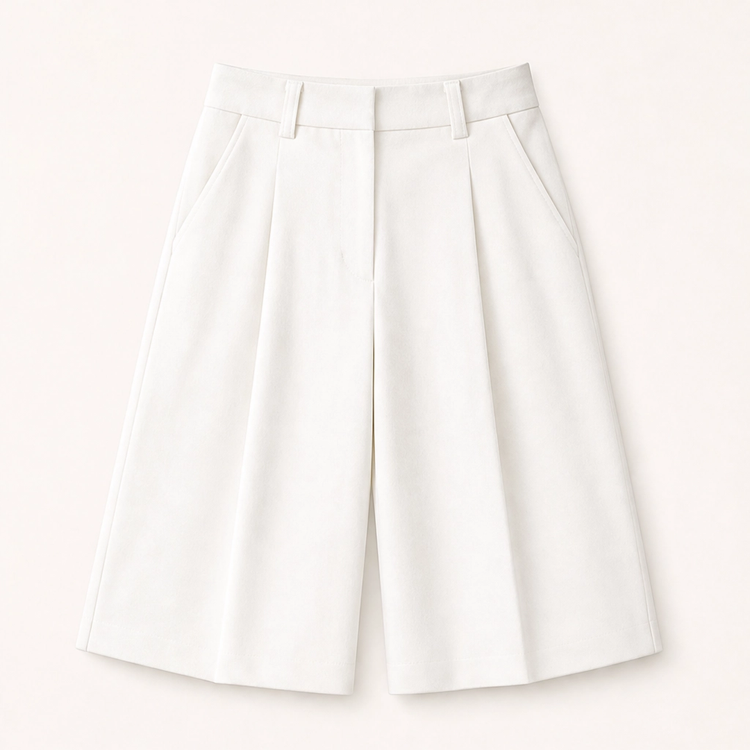 Marlowe – High-Waist Pleated Tailored Bermuda Shorts + 50% OFF