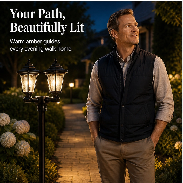 Duskholm – Solar Victorian Double-Head Lantern with Dusk-to-Dawn Glow + 50% OFF