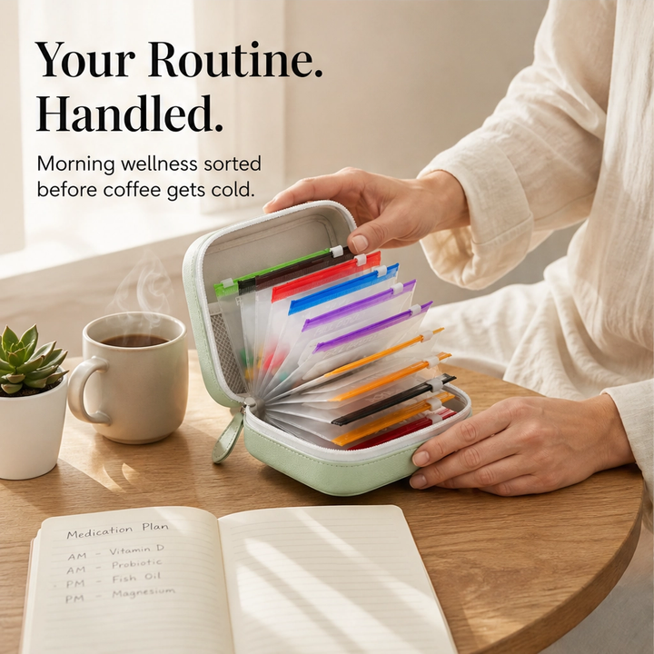 Sagevault – Waterproof 14-Pouch Binder Pill &amp; Vitamin Organizer for Travel + 50% OFF