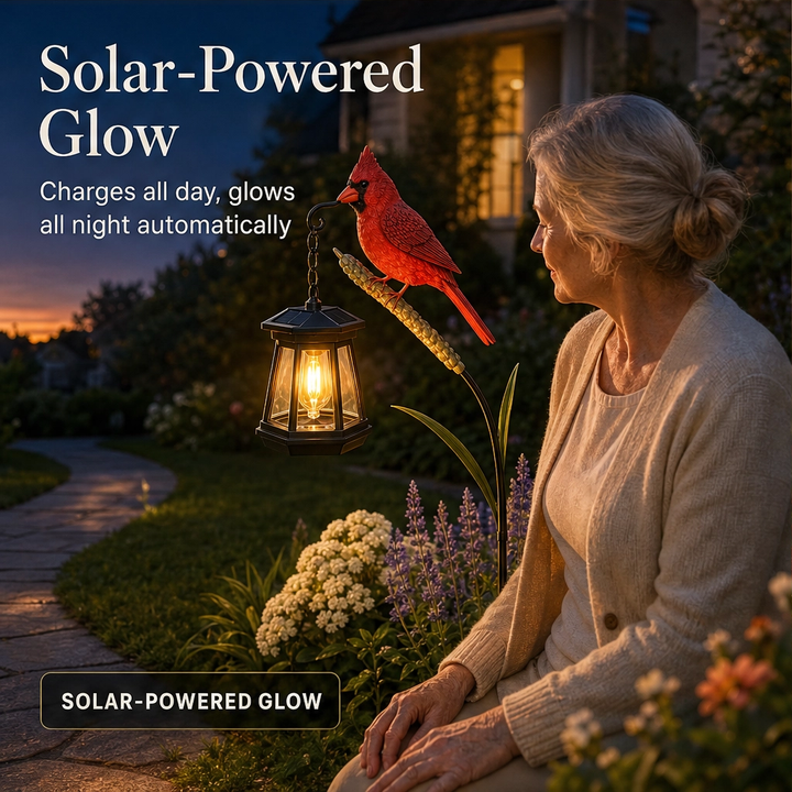 Emberwick – Solar Cardinal Lantern Garden Stake, Auto-On Warm Glow + 50% OFF