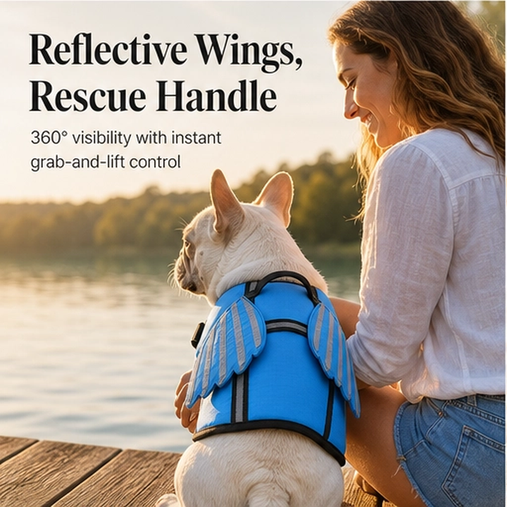 Tidewell – Reflective Angel Wing Dog Life Jacket with Rescue Handle + 50% OFF