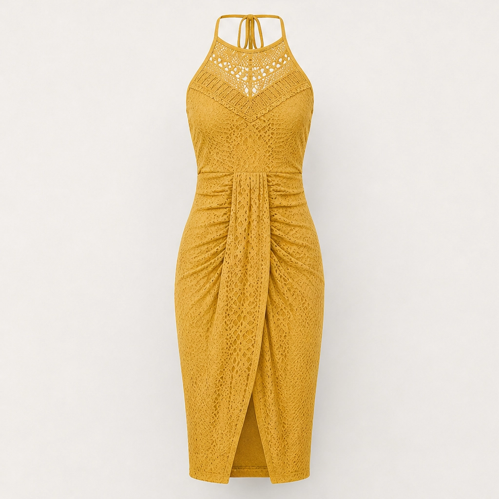 Marisol – Halter Neck Asymmetrical Eyelet Maxi Summer Dress + 50% OFF