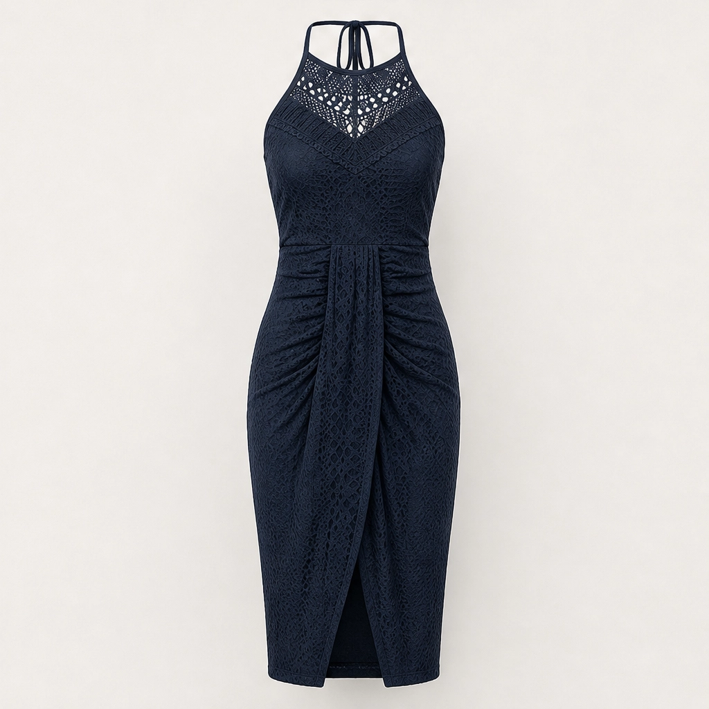 Marisol – Halter Neck Asymmetrical Eyelet Maxi Summer Dress + 50% OFF