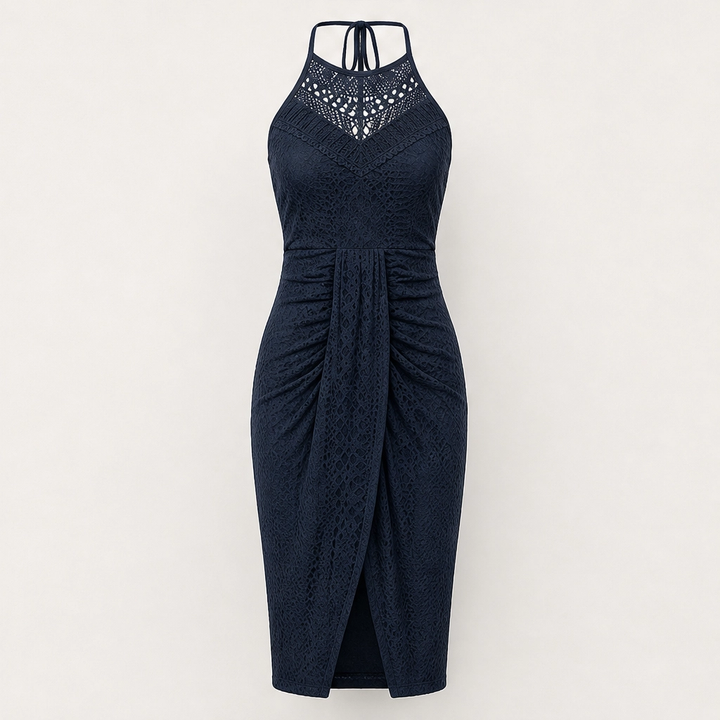 Marisol – Halter Neck Asymmetrical Eyelet Maxi Summer Dress + 50% OFF