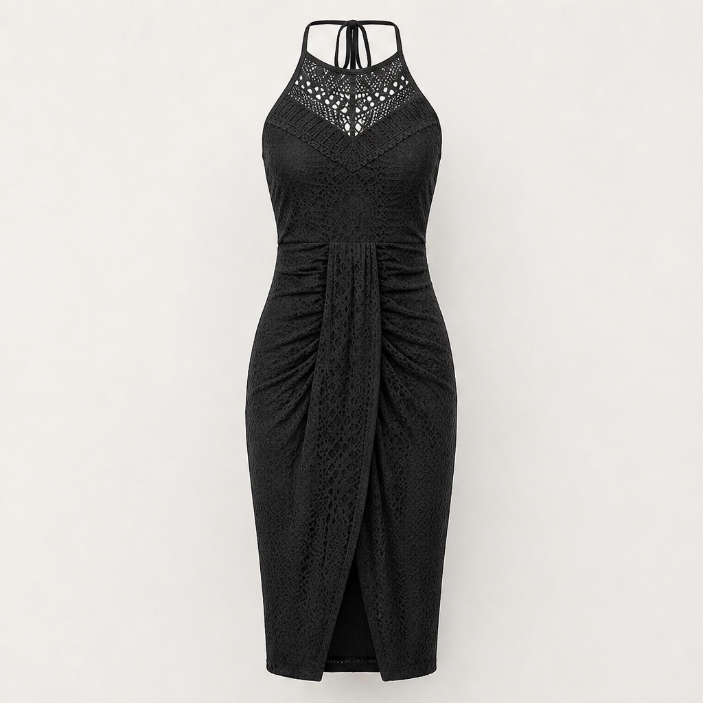 Marisol – Halter Neck Asymmetrical Eyelet Maxi Summer Dress + 50% OFF