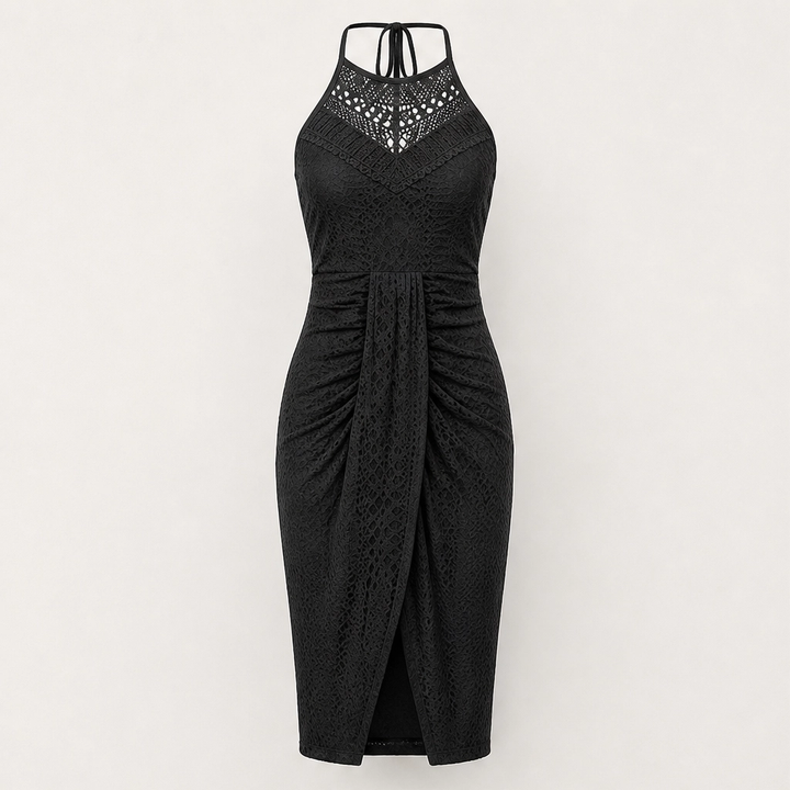 Marisol – Halter Neck Asymmetrical Eyelet Maxi Summer Dress + 50% OFF