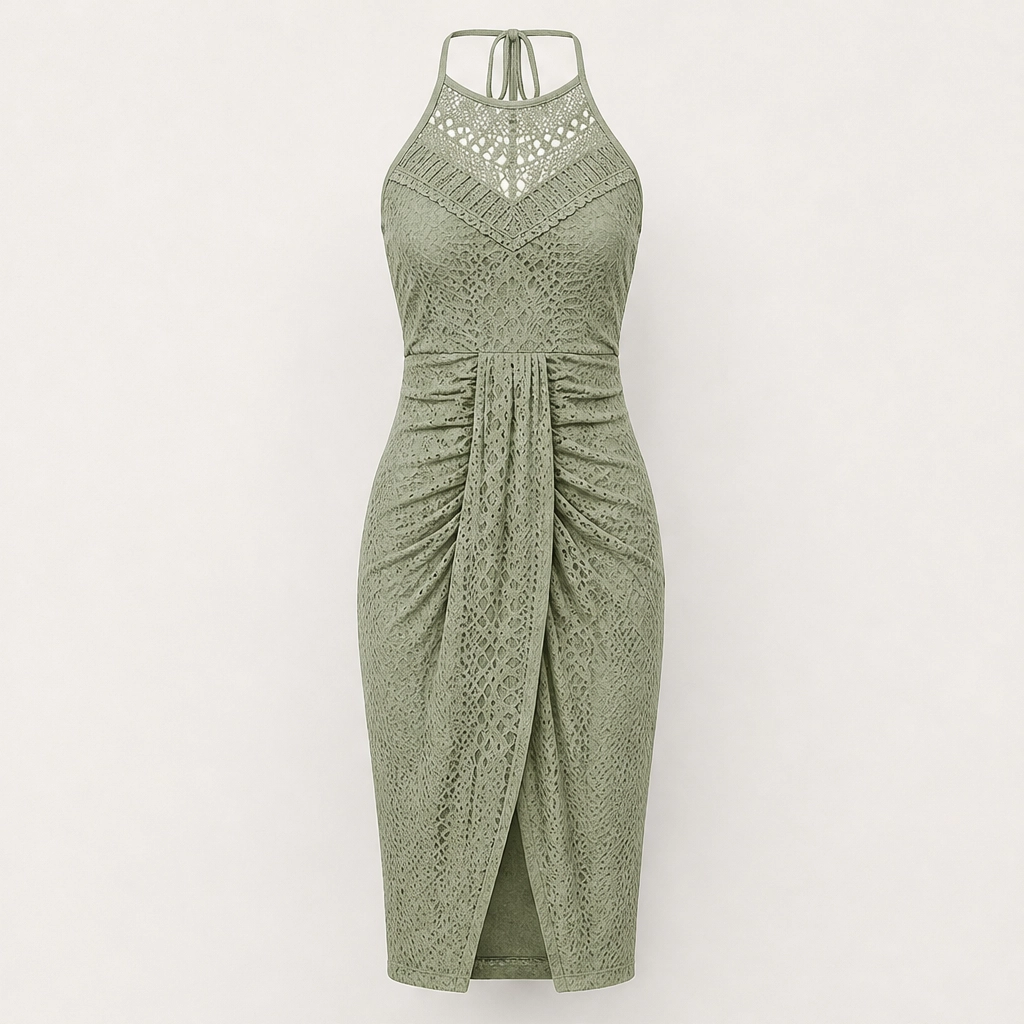 Marisol – Halter Neck Asymmetrical Eyelet Maxi Summer Dress + 50% OFF
