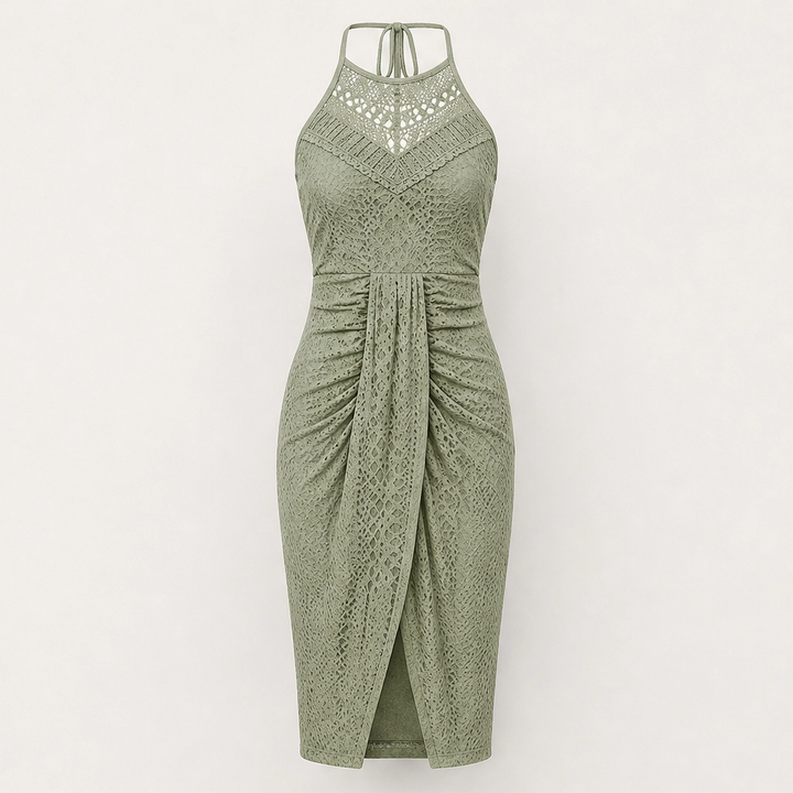 Marisol – Halter Neck Asymmetrical Eyelet Maxi Summer Dress + 50% OFF