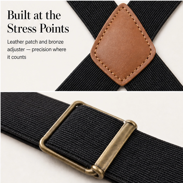 Bracewell – X-Back Hook-Clip Suspenders with Antique Bronze Buckles + 50% OFF