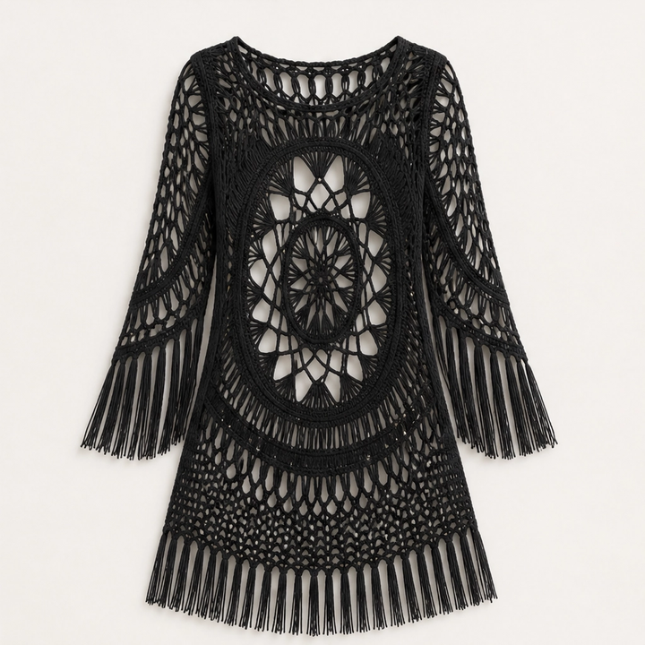 Marévah – Crochet Tassel Beach Cover-Up with Flowing One-Size Fit + 50% OFF
