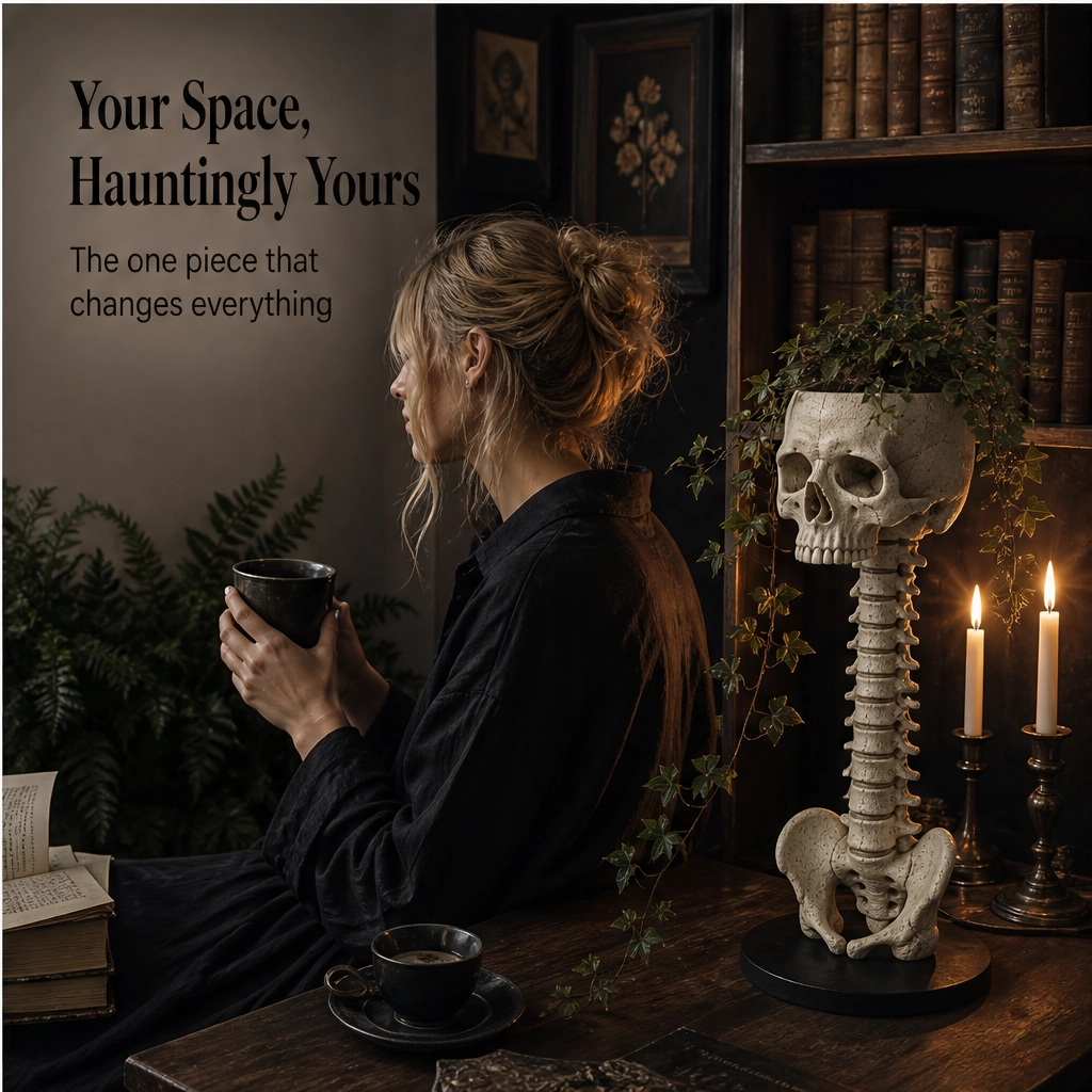 Vertebloom – Gothic Skull &amp; Spine Statement Planter for Year-Round Decor + 50% OFF