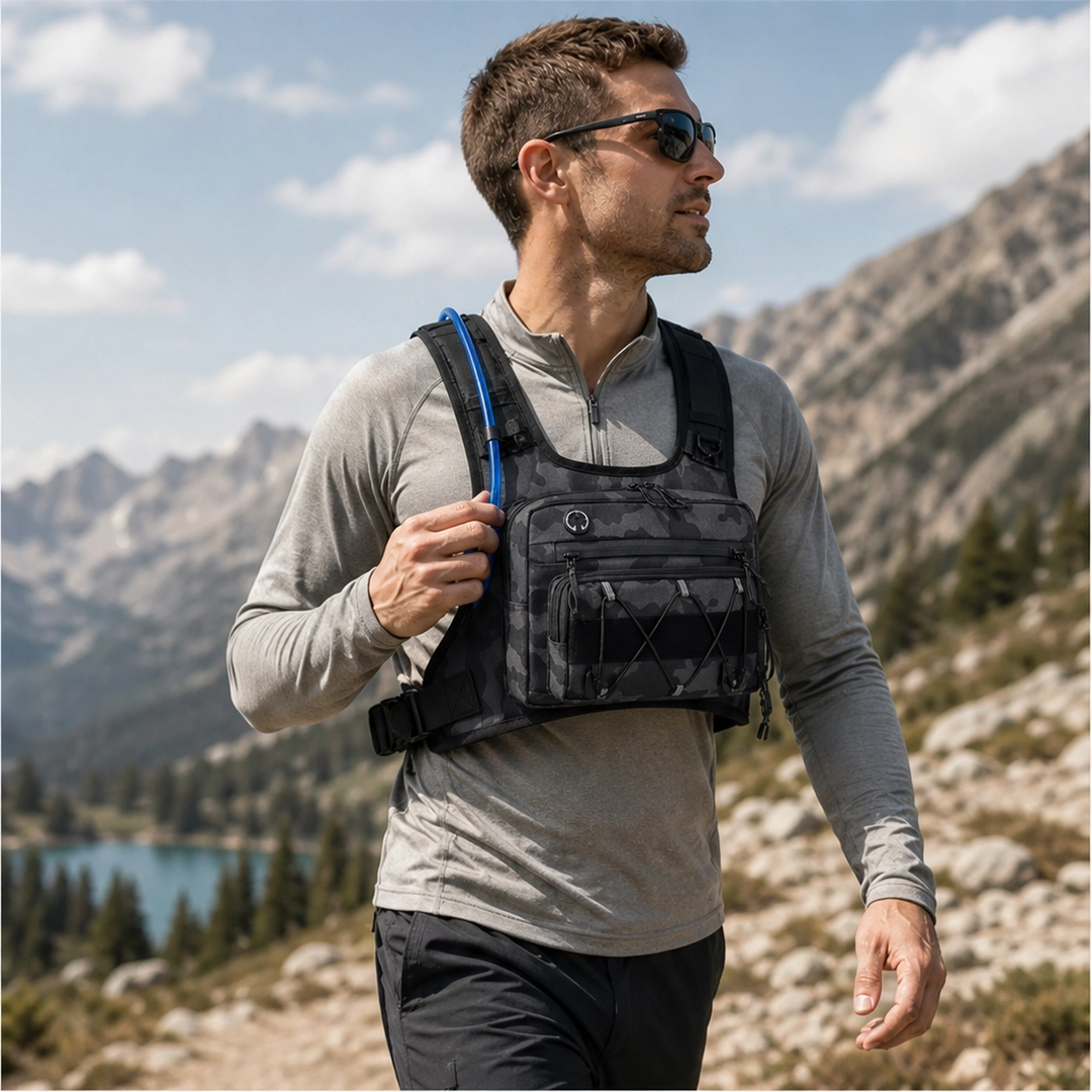Flintrek – Hands-Free Hydration Chest Rig with 2L Bladder &amp; Front Storage + 50% OFF