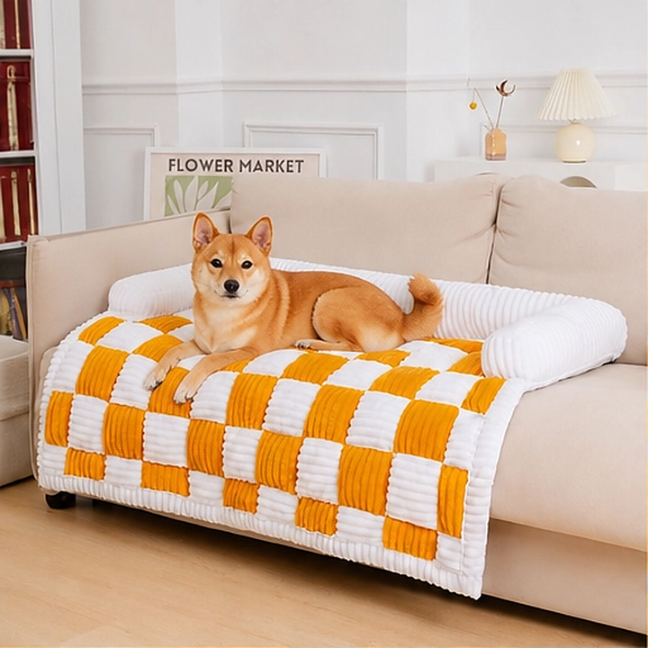 Denwyck – Plush Checkered Anti-Slip Dog Couch Mat &amp; Furniture Protector + 50% OFF