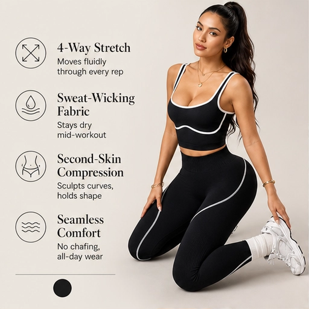 Sculptform – Contour Seam Tummy Control Sports Bra &amp; Leggings Set + 50% OFF