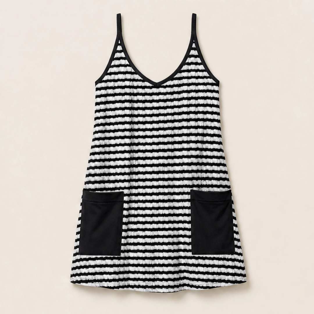Solene – Striped Mini Dress with Built-In Shorts &amp; Pockets + 50% OFF