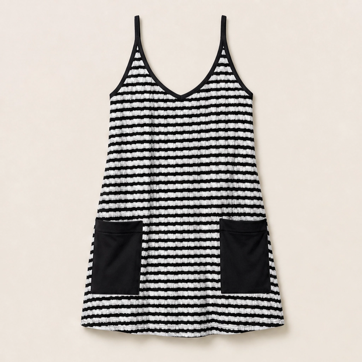 Solene – Striped Mini Dress with Built-In Shorts &amp; Pockets + 50% OFF