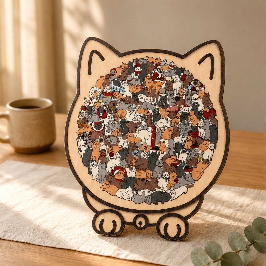 Birchpaw – Wooden Cat &amp; Dog Puzzle with Display Stand + 50% OFF