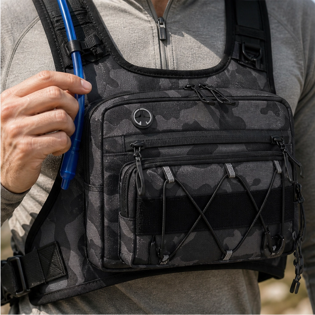 Flintrek – Hands-Free Hydration Chest Rig with 2L Bladder &amp; Front Storage + 50% OFF