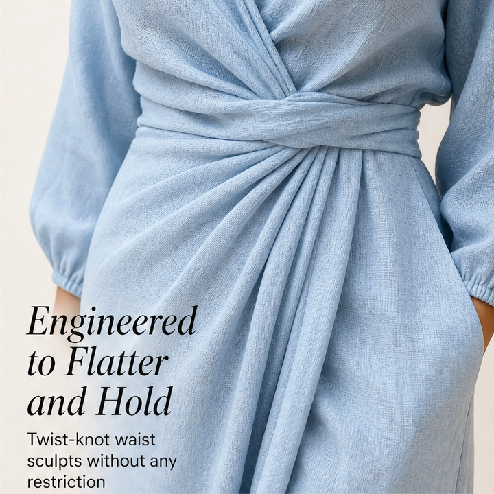 Amalfaine – Linen-Blend Draped Wrap Maxi Dress with Pockets + 50% OFF