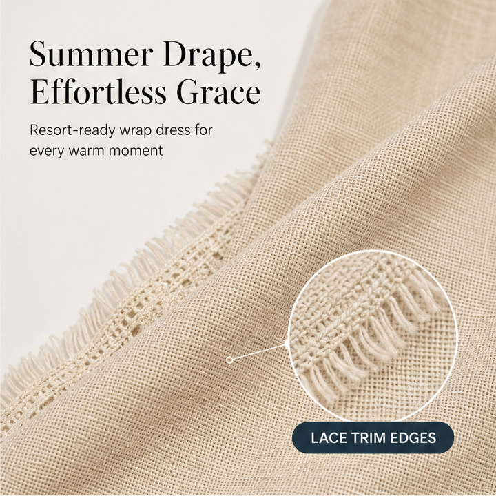 Sablé – Lace-Trim Faux-Linen Wrap Maxi Dress + 50% OFF