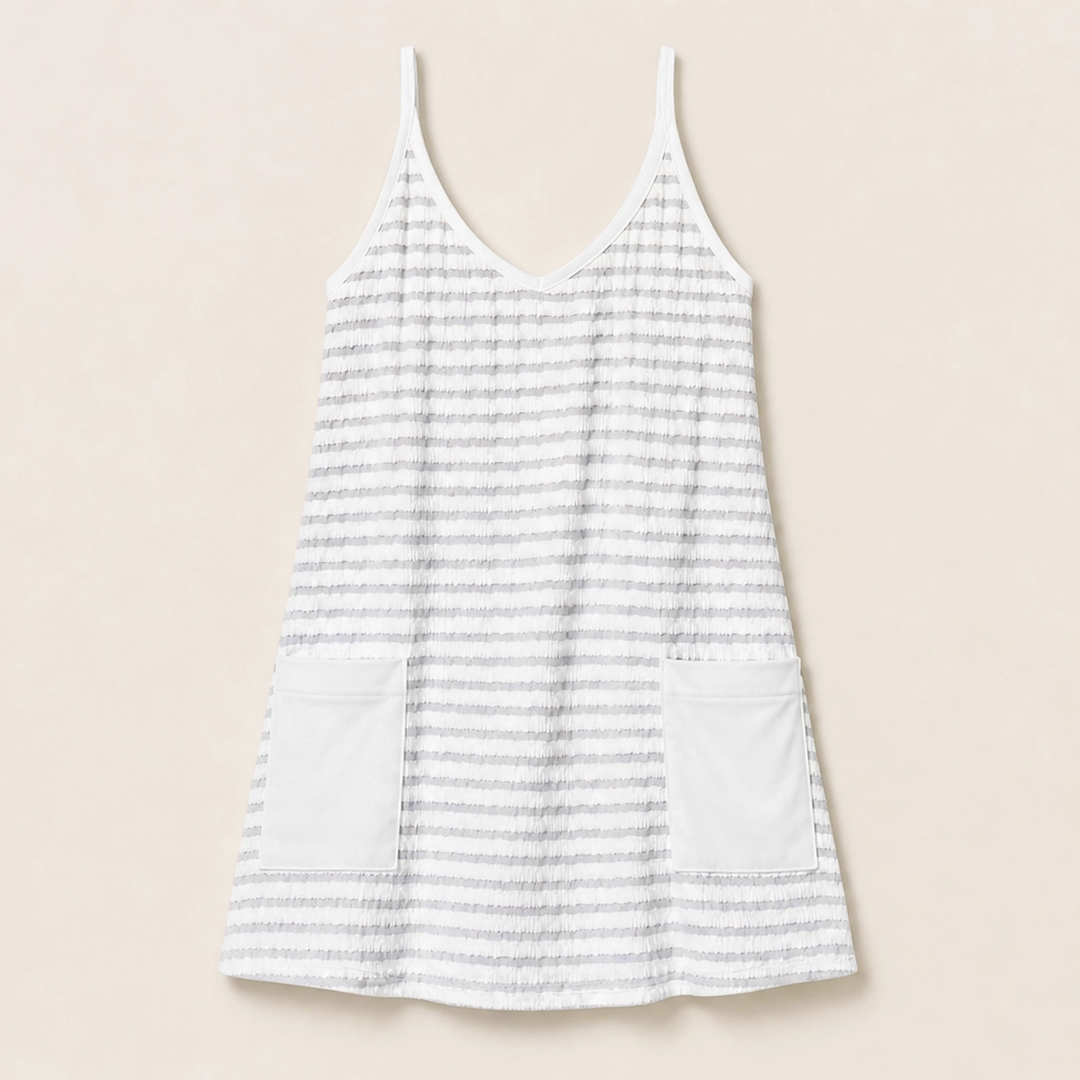 Solene – Striped Mini Dress with Built-In Shorts &amp; Pockets + 50% OFF