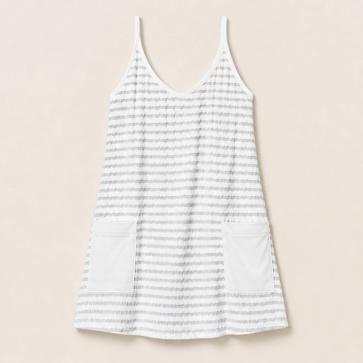 Solene – Striped Mini Dress with Built-In Shorts &amp; Pockets + 50% OFF