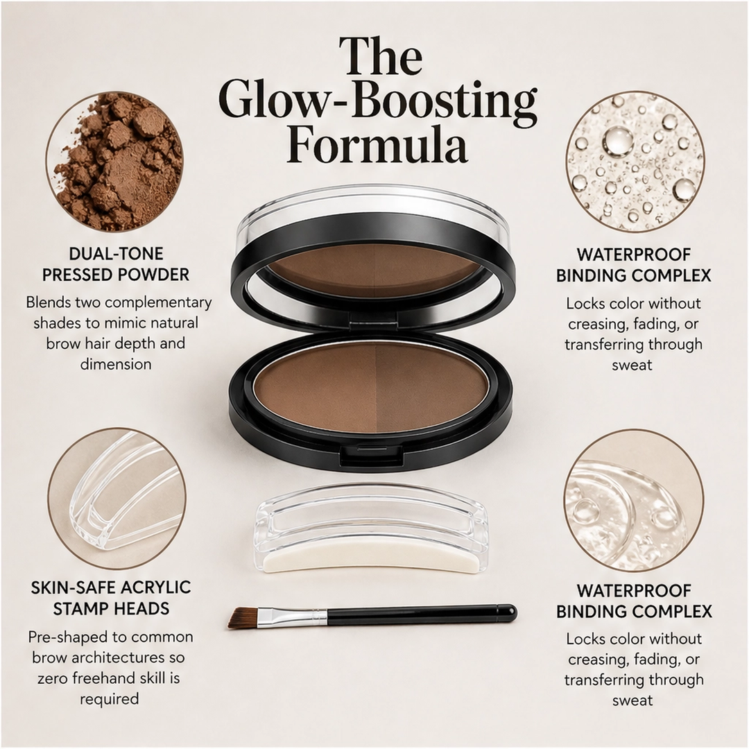 Archelle – Waterproof Adjustable Brow Stamp Kit with Two-Tone Powder &amp; Brush + BUY 1 PICK 1
