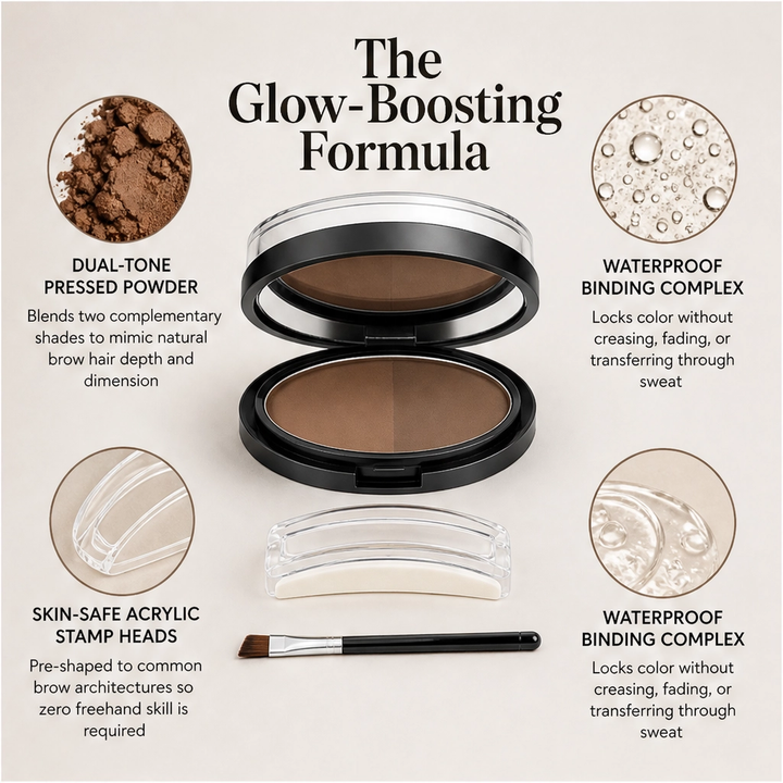 Archelle – Waterproof Adjustable Brow Stamp Kit with Two-Tone Powder &amp; Brush + BUY 1 PICK 1