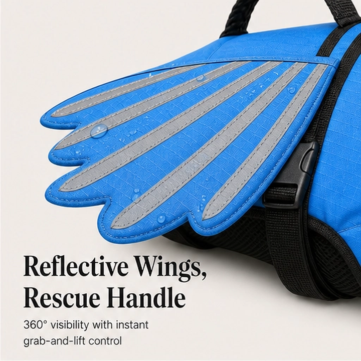 Tidewell – Reflective Angel Wing Dog Life Jacket with Rescue Handle + 50% OFF
