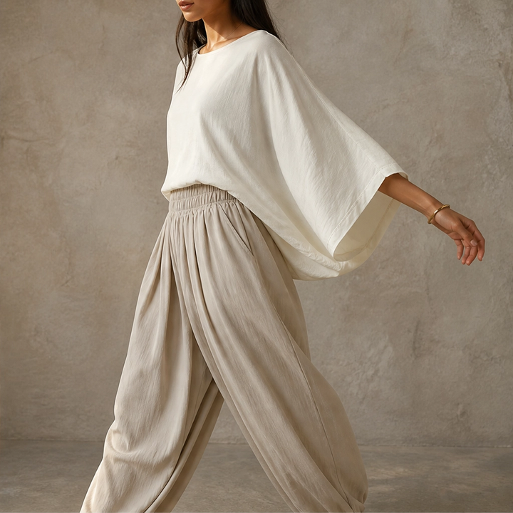 Rivelle – Batwing Top &amp; Wide-Leg Two-Piece Lounge Set + 50% OFF