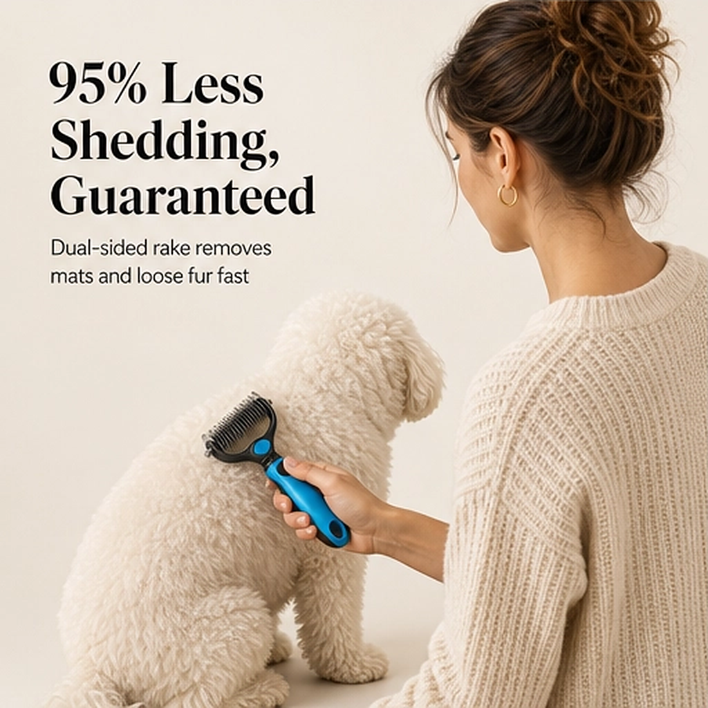 Furrow – Double-Sided Undercoat Rake &amp; Dematting Brush for Dogs and Cats + 50% OFF