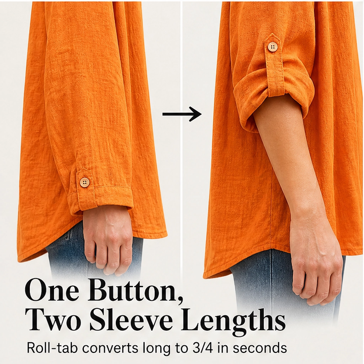 Solene – Twist-Front V-Neck Cotton-Linen Top + 50% OFF