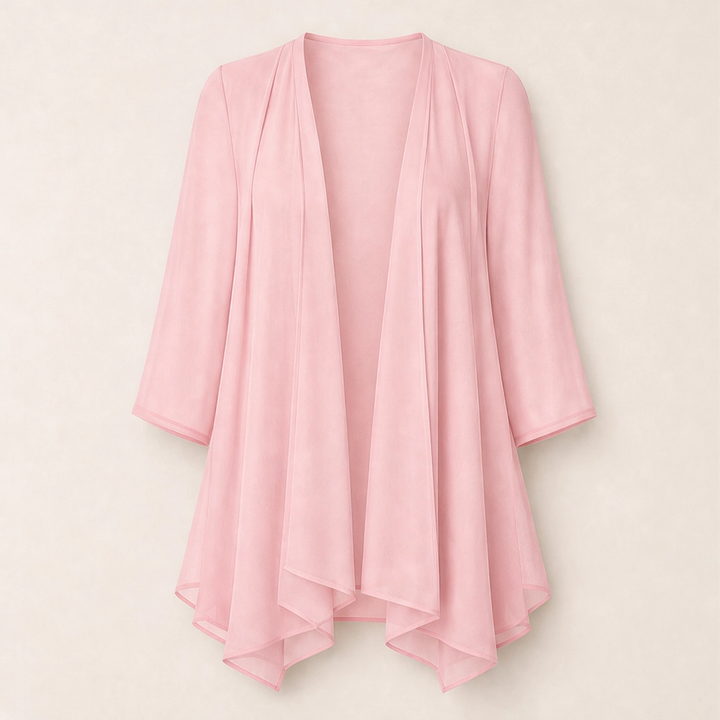 Gossamer – Sheer Chiffon Open-Front Cardigan with 3/4 Sleeves + 50% OFF