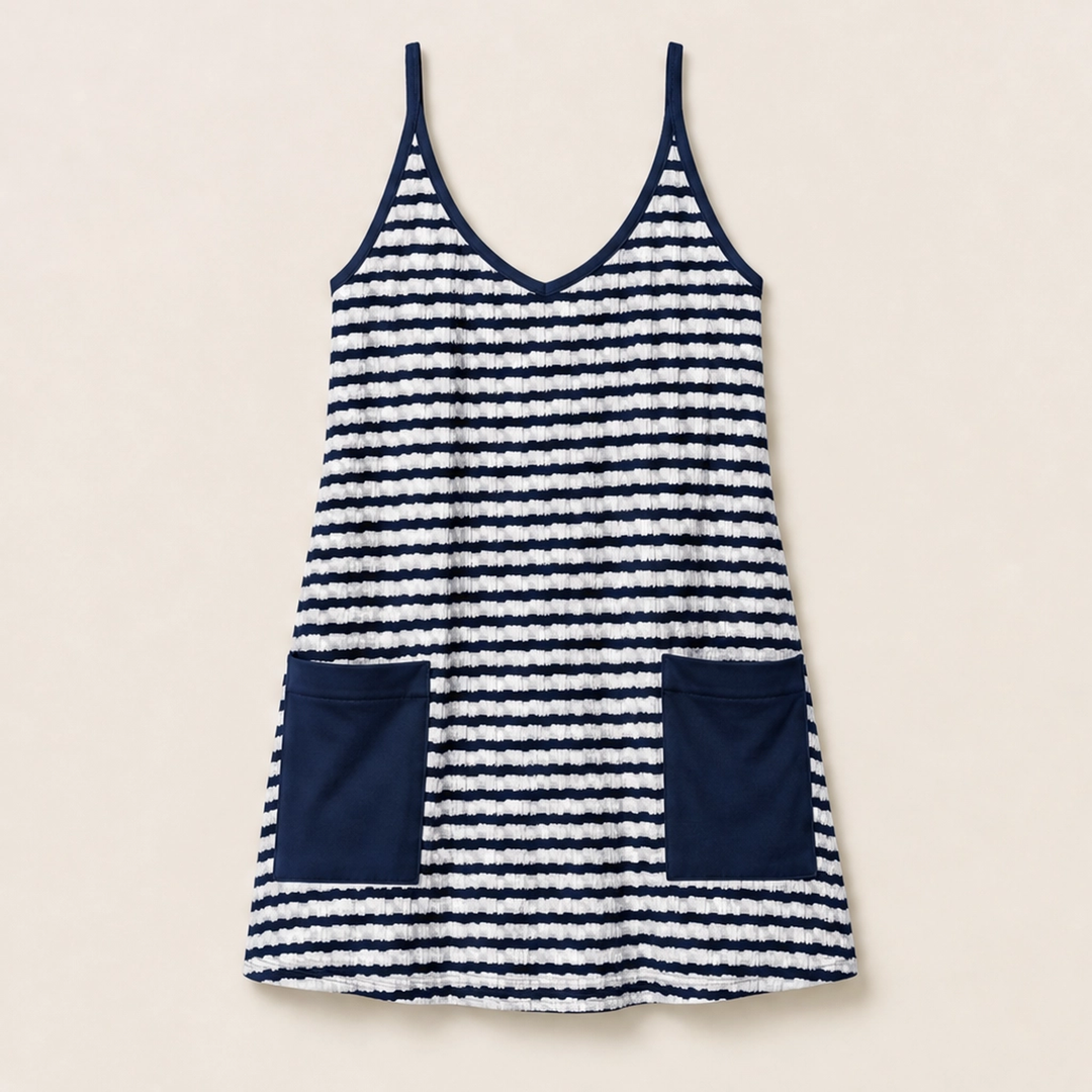Solene – Striped Mini Dress with Built-In Shorts &amp; Pockets + 50% OFF